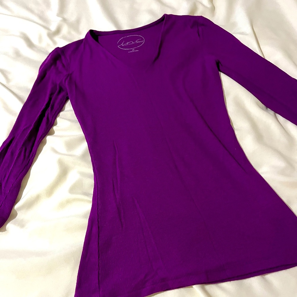 Inc 3/4 Length Sleeve Purple Shirt